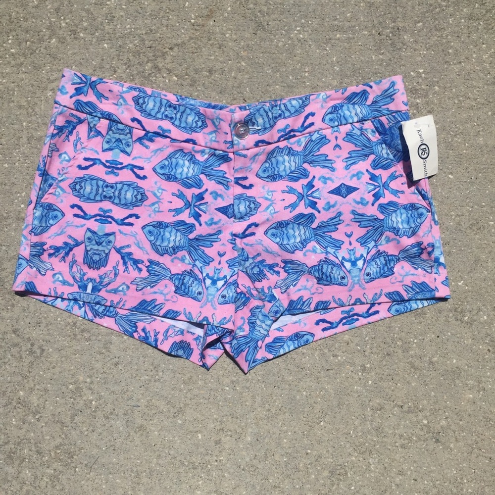 Kaeli Smith Fish Shorts With Pockets NWT